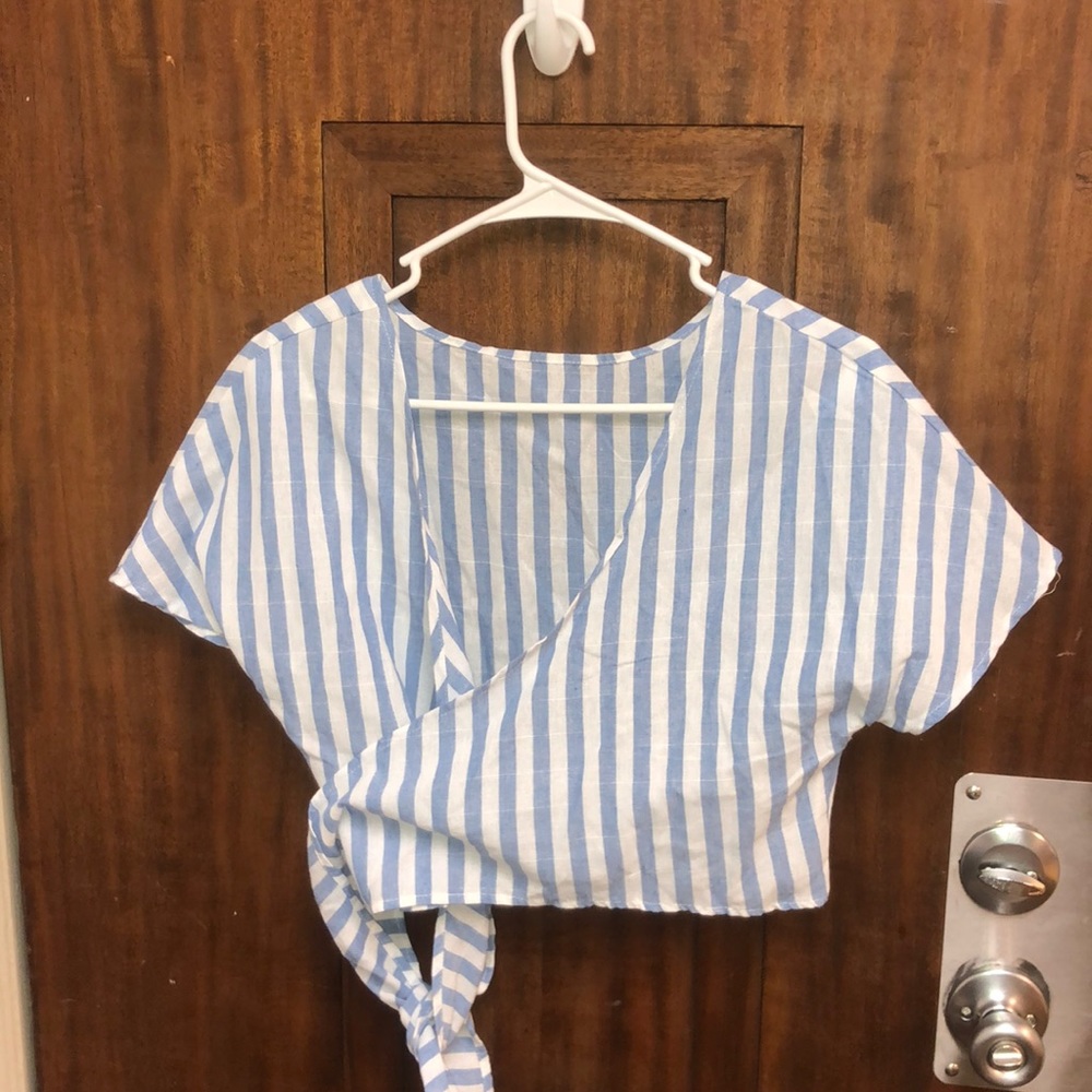 cropped pinstripe blouse